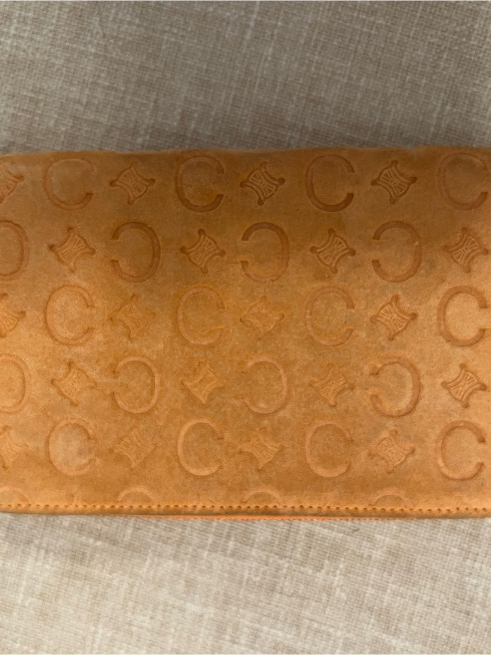 Celine Suede Embossed zip wallet in in Orange rare